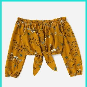 Orange Floral off Shoulder Top